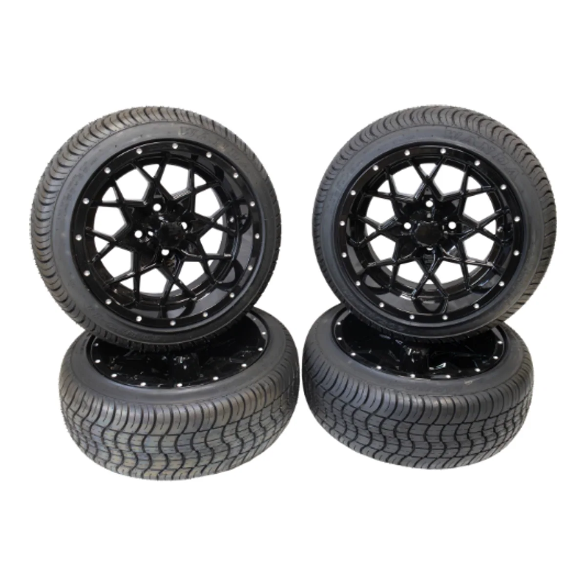 Golf Cart Mag Wheels HEXAGON 14 inch Set of 4 Gloss Black - image 1