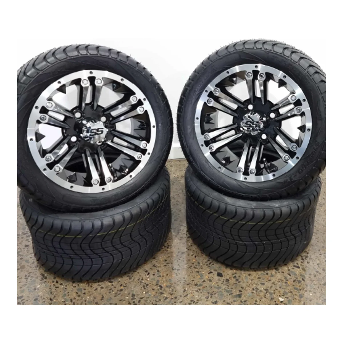 Golf Cart Mag Wheels TORQUE 12 inch Set of 4 Silver - image 1