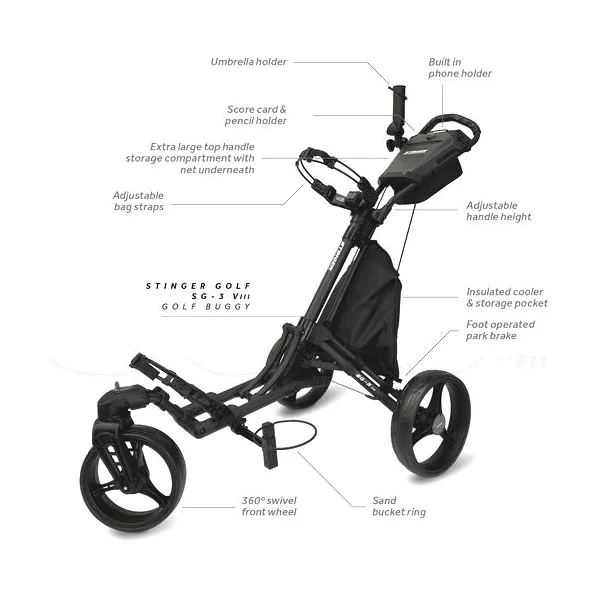 Stinger SG-3 VIII Golf Push Buggy with Seat Kit - view 4